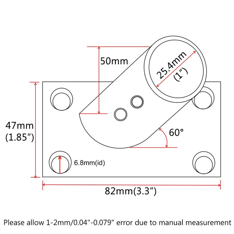 NRC&XRC Boat Hand Rail Fitting-60 Degree 1 inch Rectangular Base-Marine 316 Stainless Steel usd by Boats/Awning - Image 4